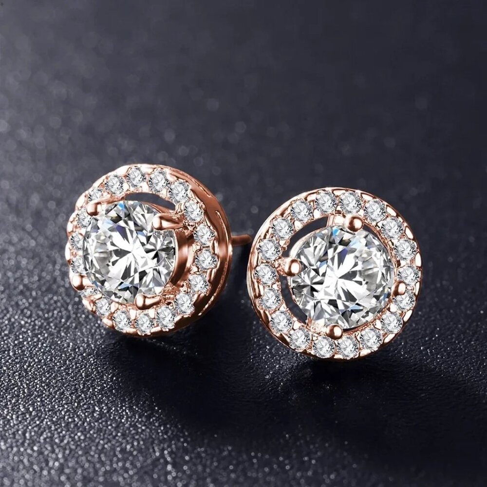 Rose gold or gold plated cubic zirconia earrings
